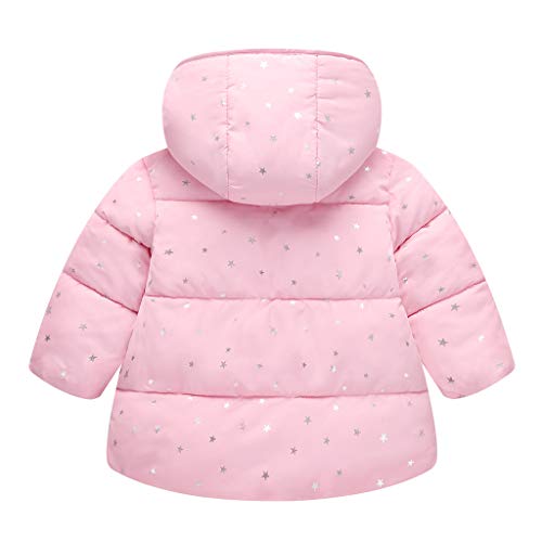 Vine Niños bebé con capucha de Down algodón acolchado chaqueta de invierno de las muchachas Wadded Capa Caliente Traje para la nieve acolchado de abrigo para 90cm / 12 Para Rosa, Rosa