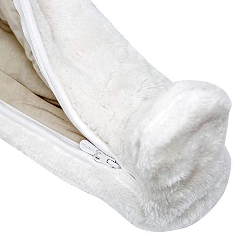 Vine Traje de Nieve Bebé Fleece Ropa de Invierno Footed Peleles Niños Niñas Cálido Mameluco con Capucha, Blanco 3-6 Meses