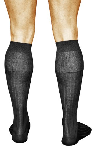 vitsocks Calcetines Altos 100 ALGODÓN Finos Hombre (2 PARES) Ejecutivos Elegantes, negro, 39-41