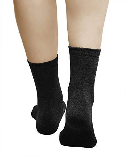 vitsocks Calcetines Lana MERINO 80% Calientes Mujer (3 PARES) Transpirables Suaves, lisos negro, 35-38