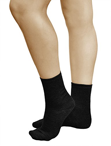 vitsocks Calcetines Lana MERINO 80% Calientes Mujer (3 PARES) Transpirables Suaves, lisos negro, 35-38