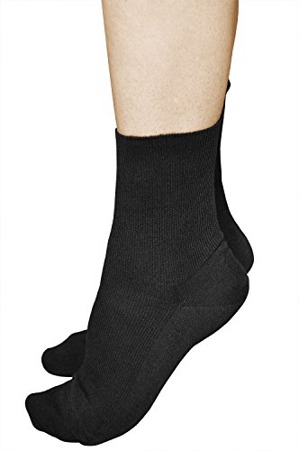 vitsocks Calcetines Sin Elástico 98% Algodón Mujer (3 PARES) Sin Presión Hinchazón Leve, negro, 39-42