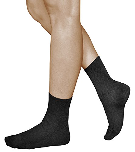 vitsocks Calcetines Sin Elástico 98% Algodón Mujer (3 PARES) Sin Presión Hinchazón Leve, negro, 39-42