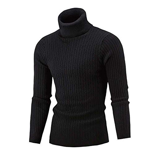 VJGOAL Hombre Suéter Invierno Color sólido Delgado Cálido Tejido Cuello Alto Jerséis de Manga Larga Tops Tallas Grandes Cuello de Cisne Espesar Twist Tejer Jersey de Fondo