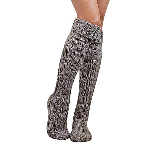 VJGOAL Mujer Otoño e Invierno moda casual Cálido Transpirable sexy Calcetines altos Muslo Alto sobre la rodilla Calcetines Calcetines largos de fibra de bambú(Un tamaño,Gris)