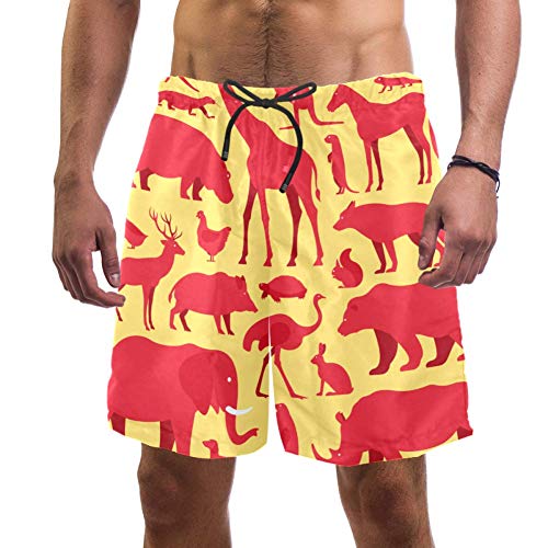 Vockgeng Traje de baño Elefante Jirafa Flamenco Bañador de Playa con diseño por Encima de la Rodilla, bañador para Hombres, niños L