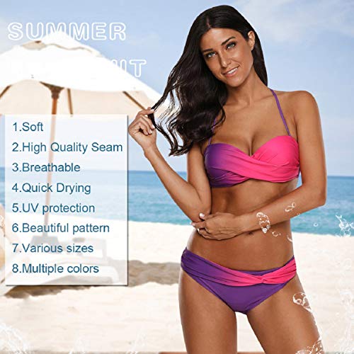 Voqeen Bikinis Mujer Push Up Bikinis 2021 Bandeau Top Traje de Baño Mujer Sexy Conjuntos de Bikini Reversibles 2pcs Halter Cuello Bikini