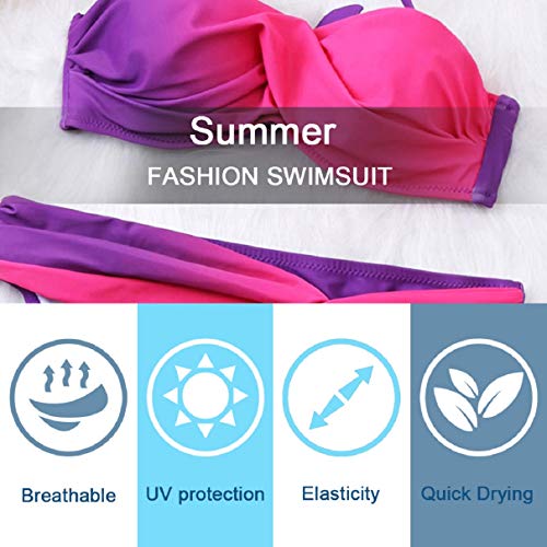 Voqeen Bikinis Mujer Push Up Bikinis 2021 Bandeau Top Traje de Baño Mujer Sexy Conjuntos de Bikini Reversibles 2pcs Halter Cuello Bikini