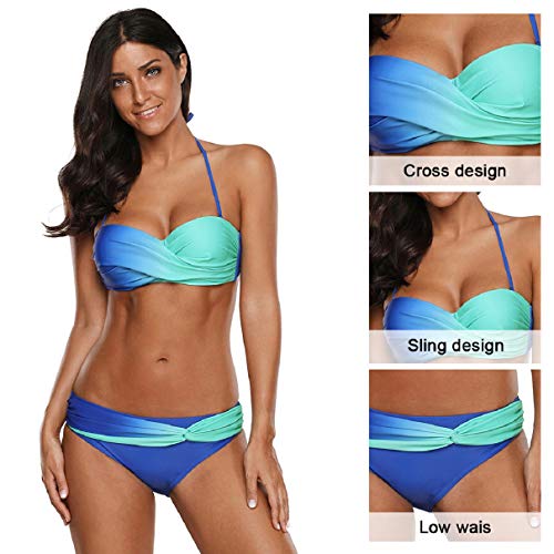 Voqeen Bikinis Mujer Push Up Bikinis 2021 Bandeau Top Traje de Baño Mujer Sexy Conjuntos de Bikini Reversibles 2pcs Halter Cuello Bikini