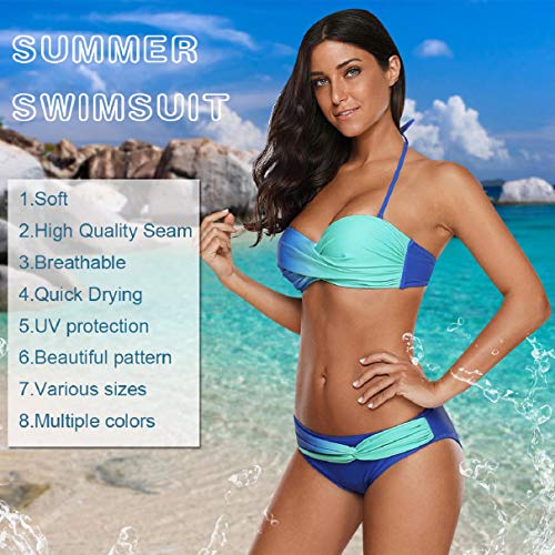 Voqeen Bikinis Mujer Push Up Bikinis 2021 Bandeau Top Traje de Baño Mujer Sexy Conjuntos de Bikini Reversibles 2pcs Halter Cuello Bikini