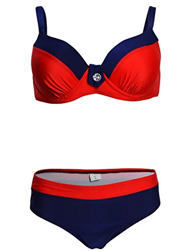 Voqeen Mujer Bikini de Gradiente de Color Establece Retro Empuja hacia Arriba Dos Piezas Acolchadas Lunares/Rayas/Cristal Impresa Ropa de Playa Traje de baño