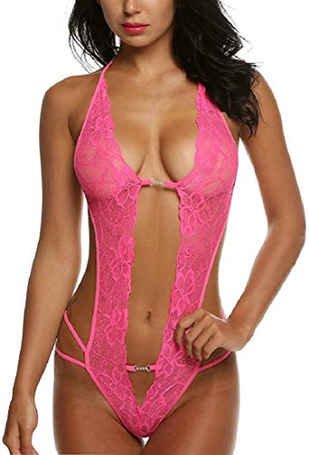 Voqeen Mujer Lencería Sexy de Encaje Ropa de Dormir Transparente para Sexy Conjunto Sexy Babydoll Sin Respaldo