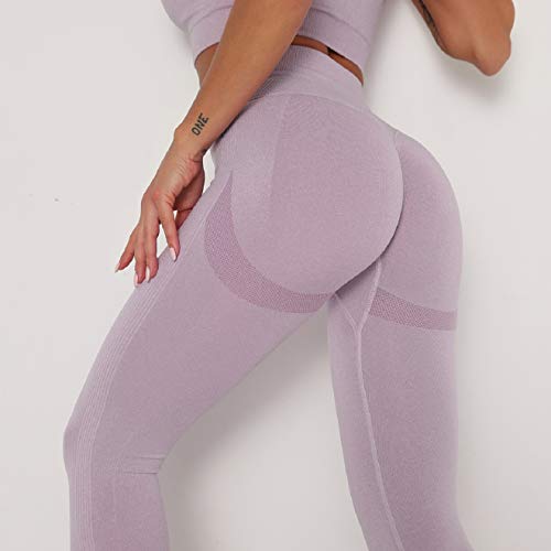 Voqeen Pantalones de Adelgazantes Push Up Mujer Leggins Reductores Adelgazantes Leggings Pantalones de Yoga Anticeluliticos Cintura Alta Mallas Fitness (Morado Claro, M)