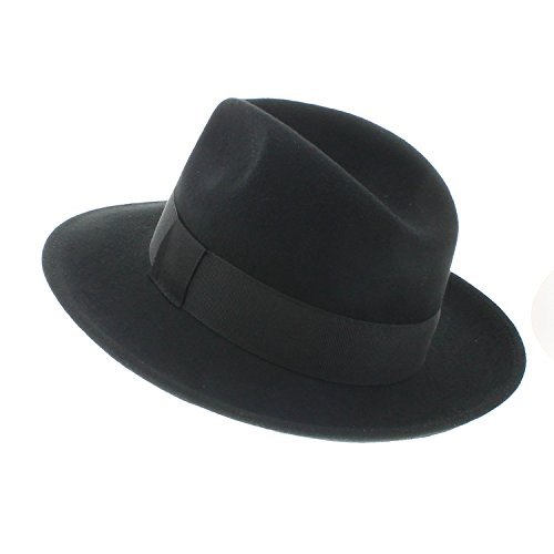 Votrechapeau – Sombrero de Fedora, de fieltro, plegable - Hanz Negro 62 cm