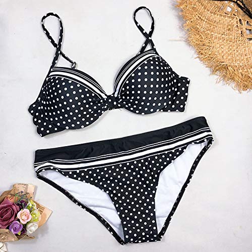 Walker Valentin Bikini Traje de baño Sexy Bikinis Black Natación de Traje para Mujer Dot Polka Traje de baño Acolchado Push-Up Bikini Set Black, Size : 3XL