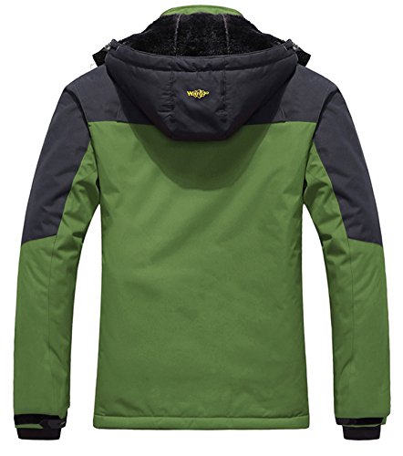 Wantdo Chaqueta de Esquí Montaña Impermeable Parka con Capucha de Nieve Invierno Abrigo para Exteriores Snowboard Chaqueta Cálida Aislada con Vellón para Hombre Gris Oscuro X-Large