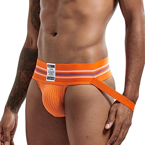 waotier 2019 Calzoncillos Hombre De Verano Moda Caliente Nuevos Sexy Patchwork Shorts Bolso Abultado Deportivo BóXer Suave Ropa Interior(M,Orange)