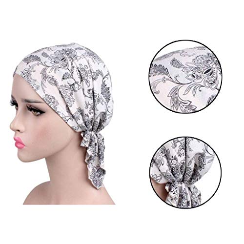 weilifang Chemo del Sombrero impresión Pañuelo de algodón de Las Mujeres Musulmanes impresión de Las Mujeres del Sombrero Atado Pérdida Turbante Estiramiento Cabello Atado Baotou Headwear