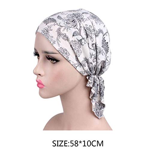 weilifang Chemo del Sombrero impresión Pañuelo de algodón de Las Mujeres Musulmanes impresión de Las Mujeres del Sombrero Atado Pérdida Turbante Estiramiento Cabello Atado Baotou Headwear