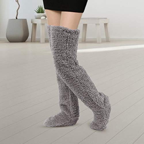 Wenhe Calcetines cálidos para otoño e invierno por encima de la rodilla, forro polar de doble cara, calcetines de lana cálidos, medias graduadas.