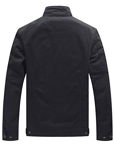 WenVen Chaqueta Clásica al Aire Libre Chaqueta de Algodón Casual Rompevientos Cremallera Delgada Chaqueta Tres Cuartos Multibolsillos Hombre Gris Medium