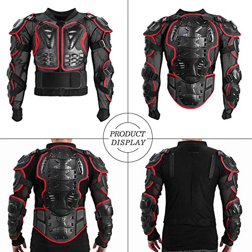 WILDKEN Chaqueta de Protección para Motocross Motos Ropa Protectora de Cuerpo Armadura Completo Profesional de Motocicleta Deportiva para Hombres Columna Vertebral Hombro Mujer Pecho (Rojo, XXXL)