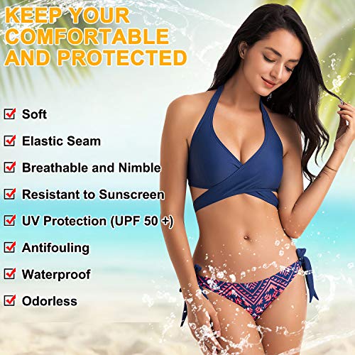 WIN.MAX Bikinis Mujer 2019,Bikinis Mujer 2019 Brasileños,Bikini Push Up con Relleno,Bañadores de Mujer,Playa de Verano Bañador,Bikini Talla Grande,Ideal para Nadar,Vacaciones(Azul Oscuro, EU40)