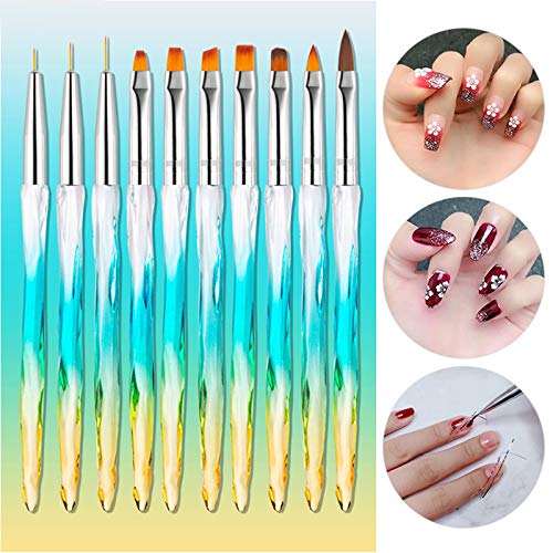 Winnfy Juego de 10 Pinceles para Pintar Uñas Pinceles para Dibujar Brochas para Uñas Brochas Punteadas Herramientas de Dibujo para Manicura Arte de Uñas para Uso Doméstico Salón de Uñas