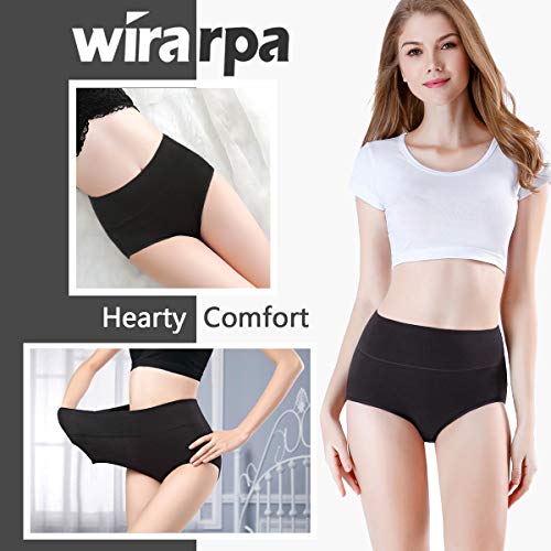 wirarpa Braguitas Culotte Algodón para Mujer Bragas de Cintura Alta Cómodo Multicolor Pack de 4 Talla M