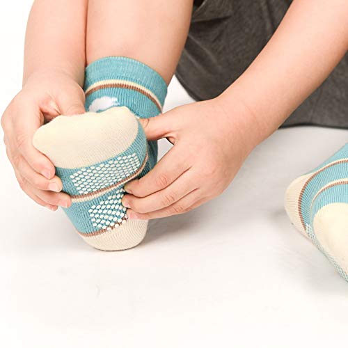 Wobon 12 Pares de Calcetines Antideslizantes para Niños Pequeños Algodón Lindo con Puños, Calcetines Antideslizantes para Bebés (12 pares de avión y coche, 6-12 meses)