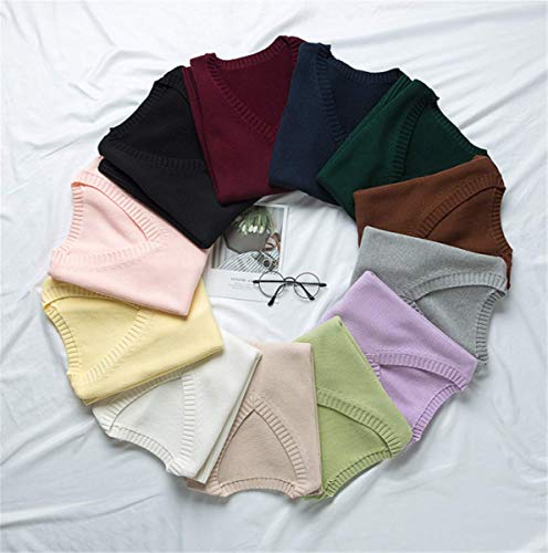 WOOKIT Chaleco de Uniforme JK de Color Liso Cuello Pico Chaleco de Punto algodón Abrigo Estilo japonés Morado Claro-M