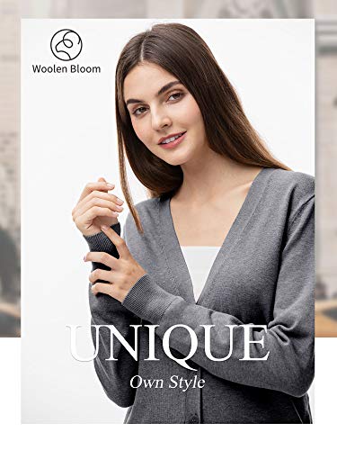 Woolen Bloom Cardigan Mujer Rebeca Blusa Manga Larga Cárdigan Chaqueta de Punto Cardigans Mujer Básico con Botones V Cuello Jerseys Primavera Verano Otoño Sueter