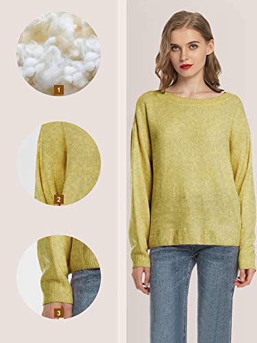 Woolen Bloom Manga Larga Sueter Invierno Sueter Mujer 2019 Jersey Elegante Blanco Azul Rayas Jerseys Punto Blanco Suelta y Cómoda Amarillo