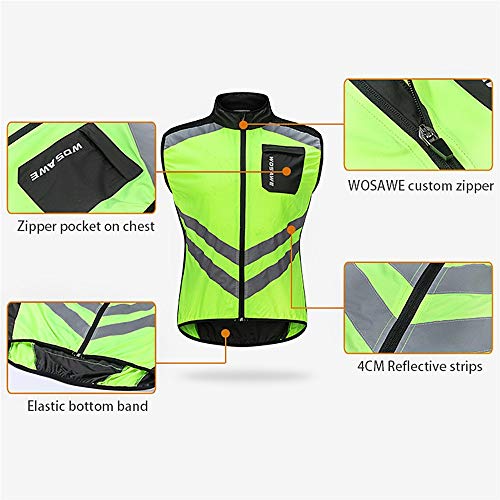 WOSAWE Hombres Ropa Ciclismo, Transpirable Chaqueta de Ciclismo Cortavientos Alta Visivilidad Chaleco Reflectante de MTB (BL208 Chaleco Negro XXL)