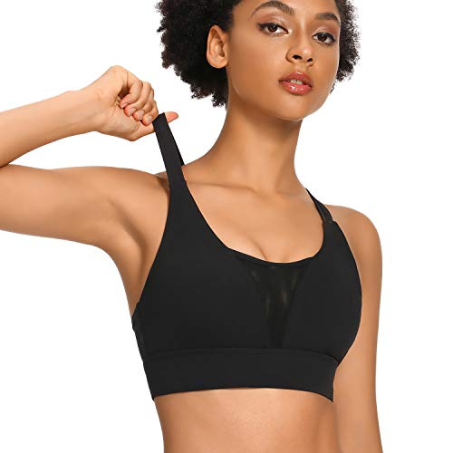 WOWENY Sujetador Deportivo Mujer Push Up con Almohadillas Extraíbles Espalda Sujetador Deporte Mujer, Diaria Slim Fit sin Anillo de Acero Chaleco para Mujer Sujetador de Camisola para (Z-Negro, S)