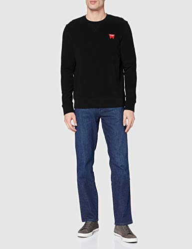 Wrangler Sign Off Crew Suéter, Negro (Black A01), Large para Hombre