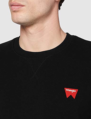 Wrangler Sign Off Crew Suéter, Negro (Black A01), Large para Hombre