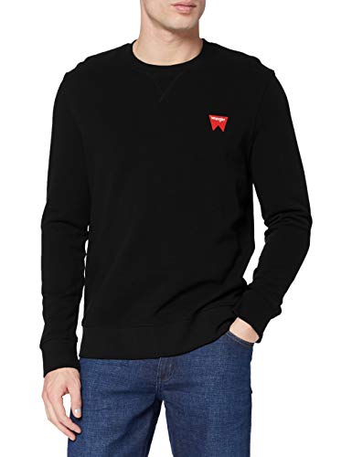 Wrangler Sign Off Crew Suéter, Negro (Black A01), Large para Hombre