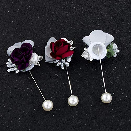 WSNBB Tela Perla Broche de Flores de Tela de Arte Insignia Broche Bufanda Bucle de la Camisa de la Chaqueta Larga Aguja de Accesorios Femeninos,Violeta