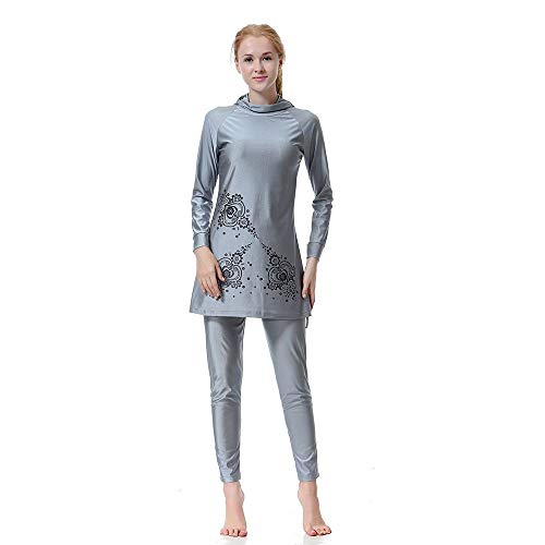 WSPACE Bañador Musulmán Burkini Musulman Traje de Baño para Mujer Conservador Ropa de Playa Islámico Burkini Swimwear Ropa Musulmana con Hijab 3 Piezas