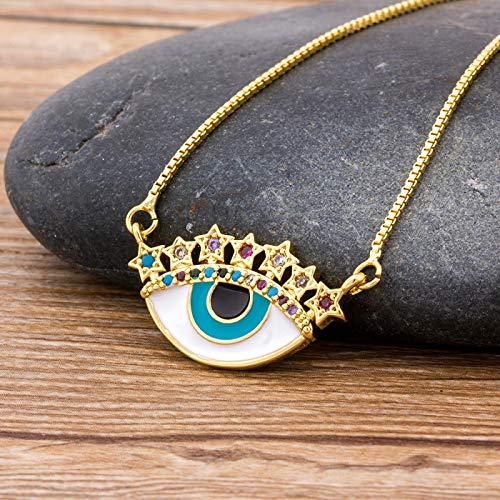 WYFLL Collar De Circón De Cobre De Ojo Malvado Bohemio Diseñado para Mujer, Cadena De Oro, Collar De Camiseta con Encanto Clásico, Accesorios