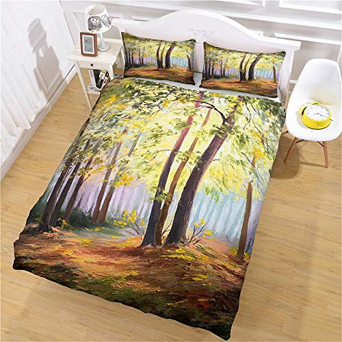 WZSZSA Juego de Funda de Edredón Libro de la Selva Amarillo Impresa en 3D,Juego de Ropa de Cama 3 Piezas 1 Funda Nórdica y 2 Funda de Almohada,Cierre de Cremallera Microfibra 220x240cm