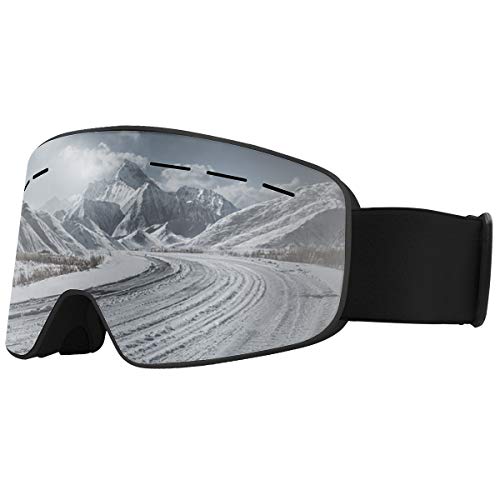 X-TIGER Gafas de Esquí, Gafas Esquí Snowboard para Mujer Hombre, Máscara Esquí OTG con Gran Campo de Visión, Doble Lente Anti-Niebla, 100% UV400 Protección, Lente Intercambiable (0202)