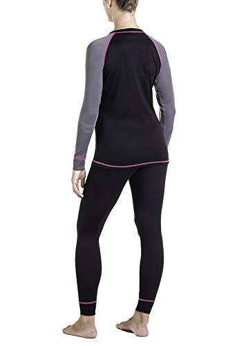 XAED - Camiseta térmica de esquí para mujer, Negro (Black/Anthracite/Fuchsia), M