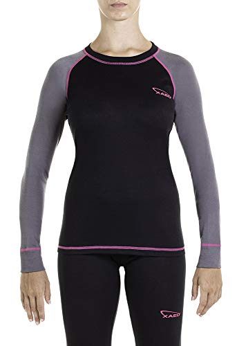 XAED - Camiseta térmica de esquí para mujer, Negro (Black/Anthracite/Fuchsia), M