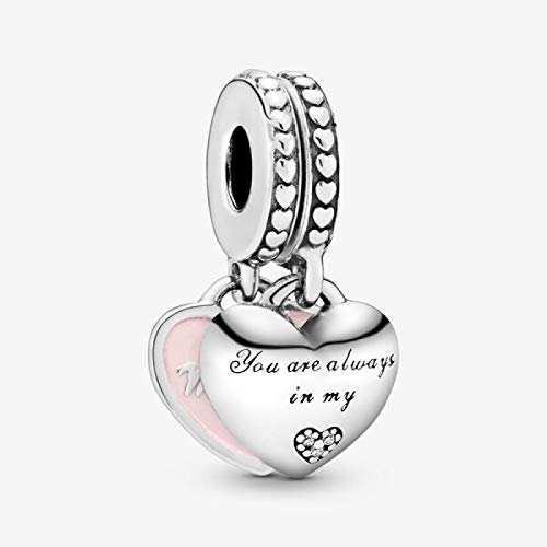 XIAODAN Moda mamá Script Heart Dangle Charm Fit Charms Plata 925 Pulsera DIY de Cuentas para Mujer para Hacer Joyas A2148Y