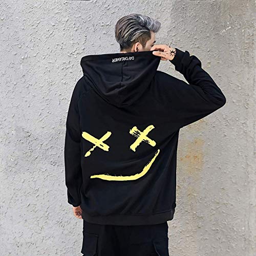 XIAOYAO Hombre Sudadera con Capucha Deportiva Manga Larga Hoodie Casual Camisa de Entrenamiento (M, Negro)