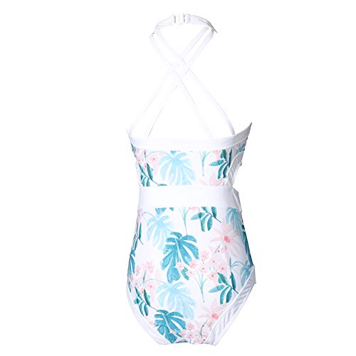 Xinvivion Madre Hija Floral Impreso Bikini a Juego - Dos Piezas Traje De Baño Retro + Diadema Traje De Baño Traje De Baño De La Familia Ropa De Playa De Verano