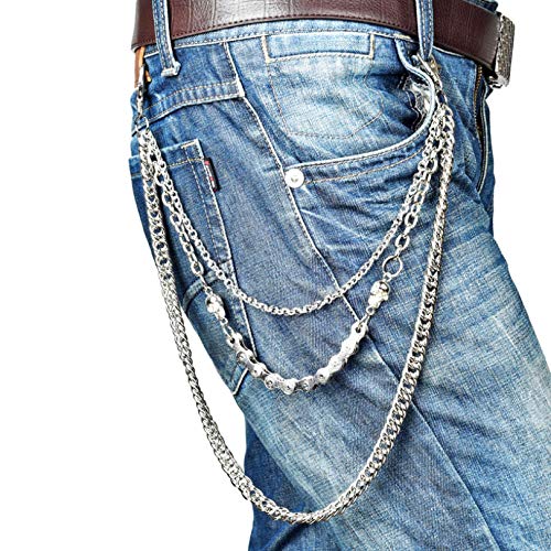 Xrten Cadena de Cráneo de Metal para Hombres Moda Punk Hip-Hop Pantalones