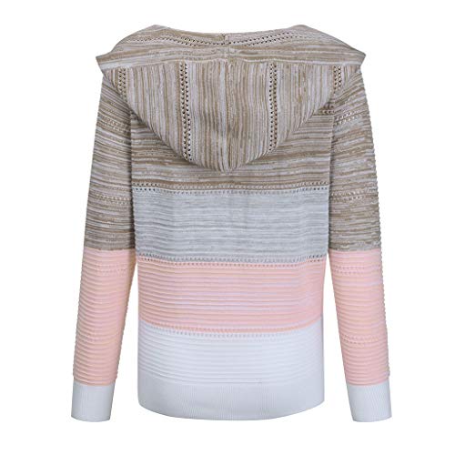 YANFANG Sudadera con Capucha para Mujer de Punto Invierno Casual de Color sólido con Cuello en v Manga Larga suéter Blusa Tops Sweatshirt Invierno